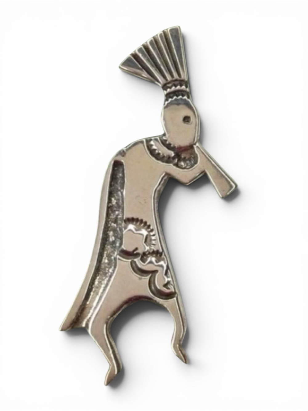 Vintage Kokopelli Native American Navajo Silver Brooch – Signed Sterling - Picture 8 of 12